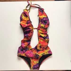 Tavik plunge neck floral one piece